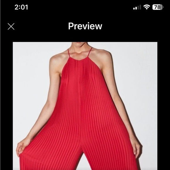 Zara Halter Wide-Leg Pleated Red Sleeveless Jumpsuit .gorgeous and comfortable . - Picture 3 of 4